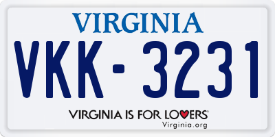 VA license plate VKK3231