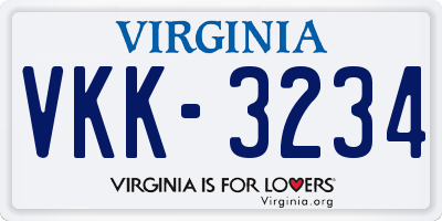VA license plate VKK3234