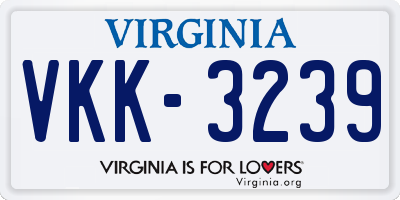 VA license plate VKK3239