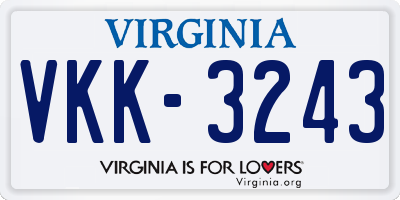 VA license plate VKK3243