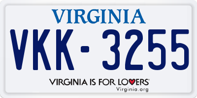 VA license plate VKK3255