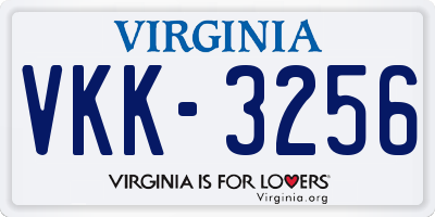 VA license plate VKK3256