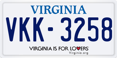 VA license plate VKK3258