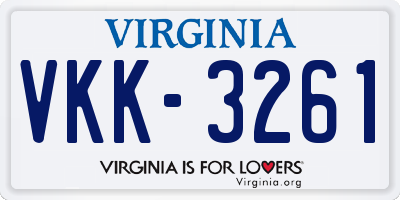 VA license plate VKK3261