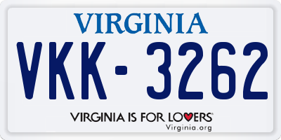 VA license plate VKK3262