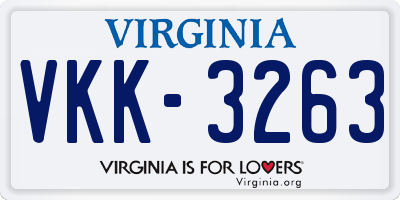 VA license plate VKK3263