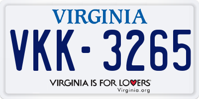 VA license plate VKK3265