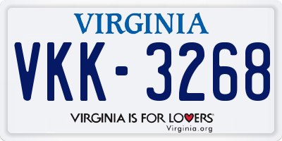 VA license plate VKK3268
