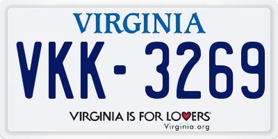 VA license plate VKK3269