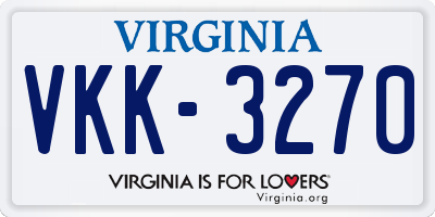 VA license plate VKK3270
