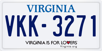 VA license plate VKK3271