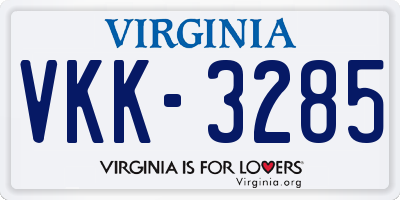 VA license plate VKK3285