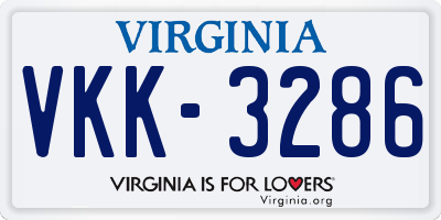 VA license plate VKK3286
