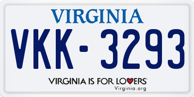 VA license plate VKK3293