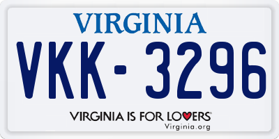 VA license plate VKK3296