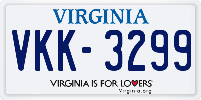 VA license plate VKK3299