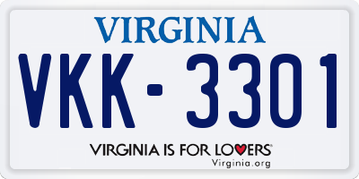 VA license plate VKK3301