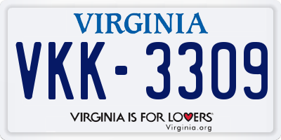 VA license plate VKK3309