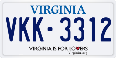 VA license plate VKK3312