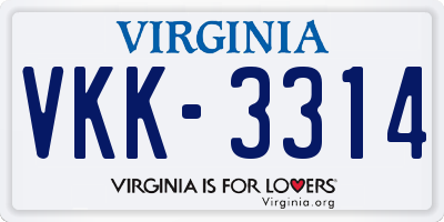 VA license plate VKK3314