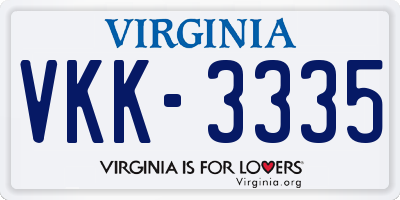 VA license plate VKK3335