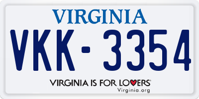 VA license plate VKK3354