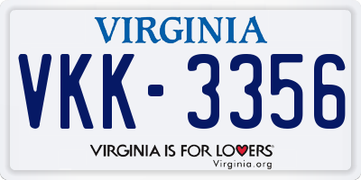 VA license plate VKK3356