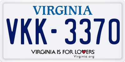 VA license plate VKK3370