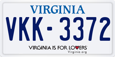 VA license plate VKK3372