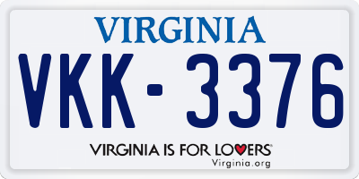VA license plate VKK3376