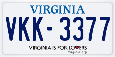 VA license plate VKK3377