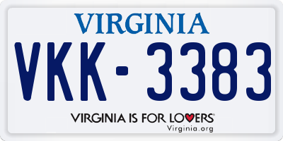 VA license plate VKK3383