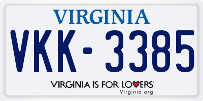 VA license plate VKK3385