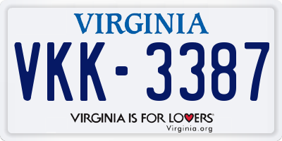 VA license plate VKK3387