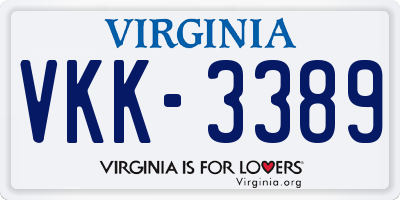 VA license plate VKK3389