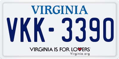 VA license plate VKK3390