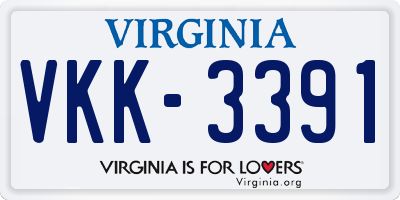 VA license plate VKK3391
