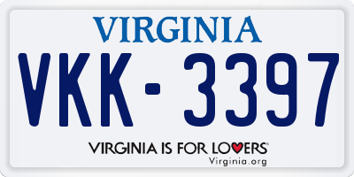 VA license plate VKK3397