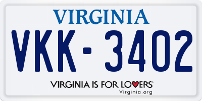 VA license plate VKK3402