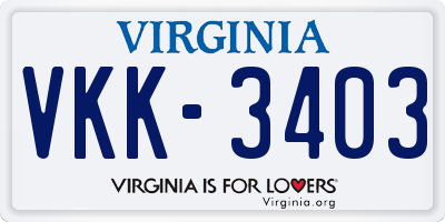 VA license plate VKK3403