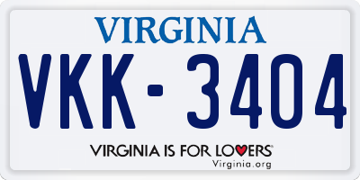 VA license plate VKK3404