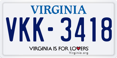 VA license plate VKK3418