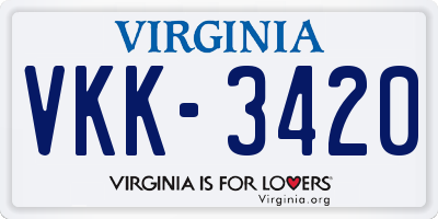 VA license plate VKK3420