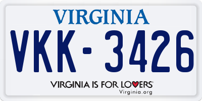 VA license plate VKK3426