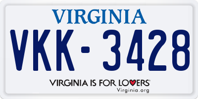 VA license plate VKK3428