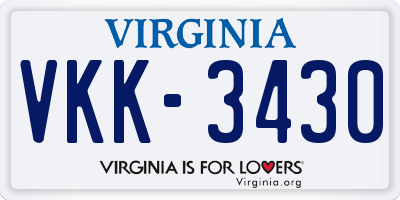 VA license plate VKK3430