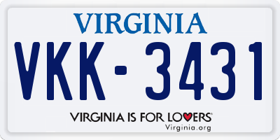 VA license plate VKK3431