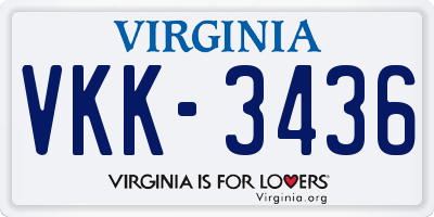 VA license plate VKK3436