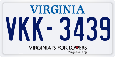 VA license plate VKK3439