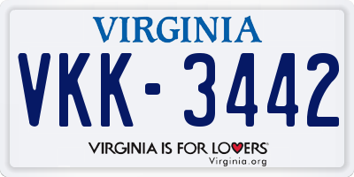 VA license plate VKK3442